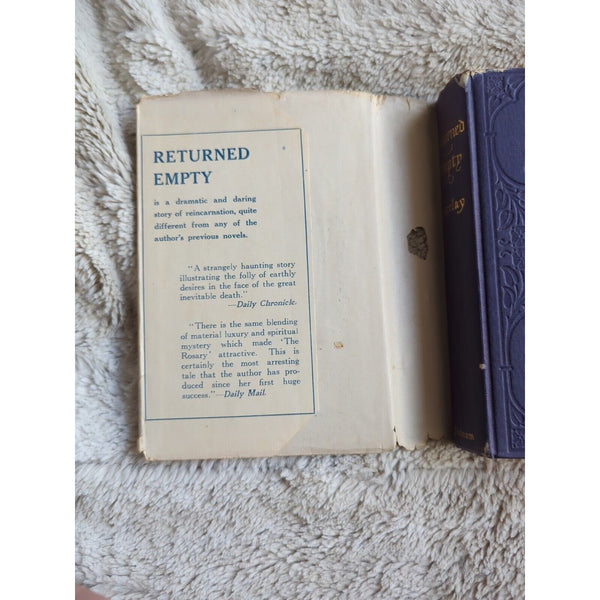 RETURNED EMPTY FLORENCE L BARCLAY 1920 FIRST EDITION WDJ SCARCE REINCARNATION HC