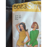 1972 SIMPLICITY #5023 - LADIES RETRO (4 STYLE) KNIT BODYSUIT PATTERN  Size 14