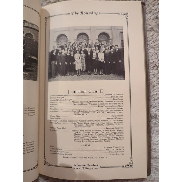 Vtg Mat 1931 Roosevelt High School Des Moines Iowa The Roundup Yearbook SC Tied