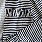 Ann Taylor LOFT Navy White Striped Open Front Blazer w Bell Sleeves Size S NWT