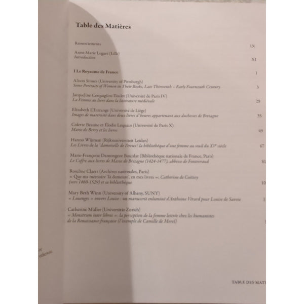 Livres Et Lectures De Femmes En Europe Entre Moyen Age Et Renaissance Legare HC