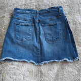 Flying Monkey Distressed Fray Two Tone A Line Blue Denim Jean Mini Skirt Size 25