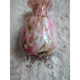 Victorian End of Day Blended Polychrome Spatter Art Foot Glass Vase Pink 4.5 In