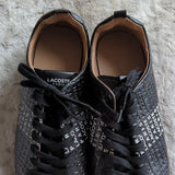 LACOSTE Men's Carnaby Evo Leather Type Print Sneakers Black White Size 10 NWOT