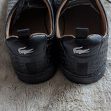 LACOSTE Men's Carnaby Evo Leather Type Print Sneakers Black White Size 10 NWOT