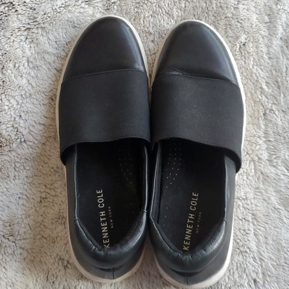 Kenneth Cole Kaden Black and White Leather Slip On Loafer Style Flats Size 8M