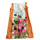 Vintage Fit 1960s Alice of California Floral Painted Shift Sheath Dress Size 10