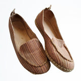 Born Women's Canvas Leather Striped Cream Espadrilles Size 8.5 M/W