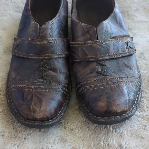 Clarks Bendables Brown Tan Leather Slip On Comfort Shoes Size 9 M Style 67169