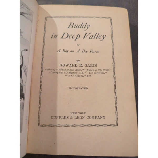 BUDDY IN DEEP VALLEY - HARD COVER - 1st ED - 1940 - HOWARD R. GARIS - 502