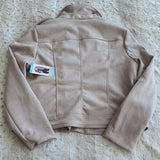 Philosophy Women's Grey Beige Faux Leather Cropped Motorcycle Jacket Size L NWT