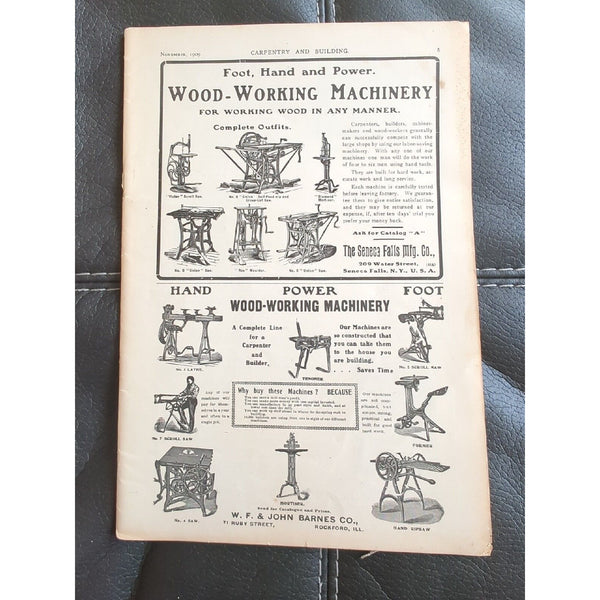 CARPENTRY AND BUILDING MAGAZINE New York November 1909 Starts At page 5 As Is