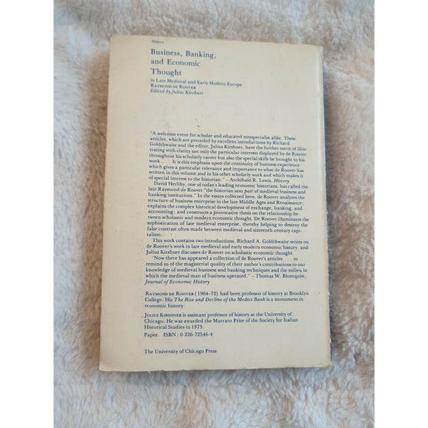 Business, Banking, and Economic Thought in Late Medieval and Early Modern Europe