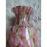 Victorian End of Day Blended Polychrome Spatter Art Foot Glass Vase Pink 4.5 In