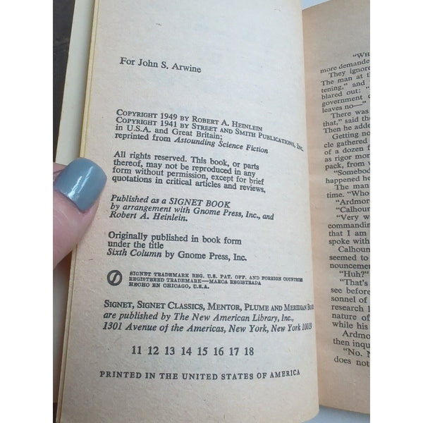 Vintage The Day After Tomorrow by Robert Heinlein Signet Paperback 1949