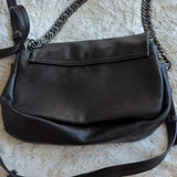 Zara Black Vegan Leather Metal and Leather Adjustable Strap Crossbody Purse Bag