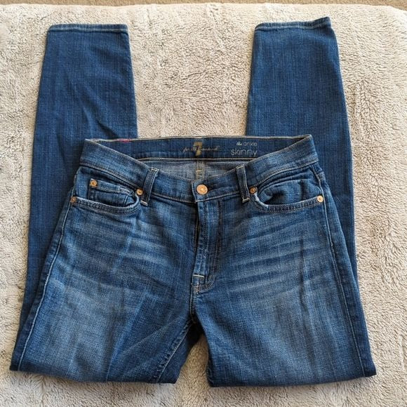 7 For All Mankind Mid Rise The Ankle Skinny Blue Jean Size 27 Waist 27.5 Inches