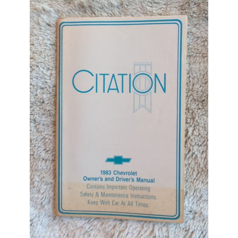 1983 83 Chevrolet Citation owners manual ORIGINAL book guide literature SC Vtg