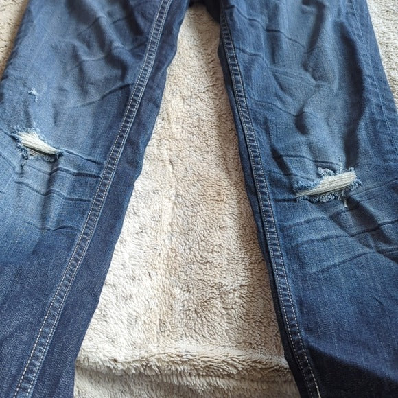 Vigoss Lower Rise Distressed The Boyfriend Rolled Skinny Blue Jeans Size 1