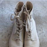 Dolce Vita Clear Womens Lottie Cream Leather Ankle Combat Boots Size 10