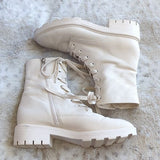 Dolce Vita Clear Womens Lottie Cream Leather Ankle Combat Boots Size 10