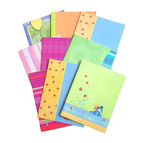 Vtg Lot Of 9 Disney's Winnie the Pooh Mixed Brand Folders for 3 Ring Binders