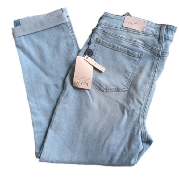 NYDJ Lighter Wash High Rise Girlfriend Fit Blue Jeans Size 10