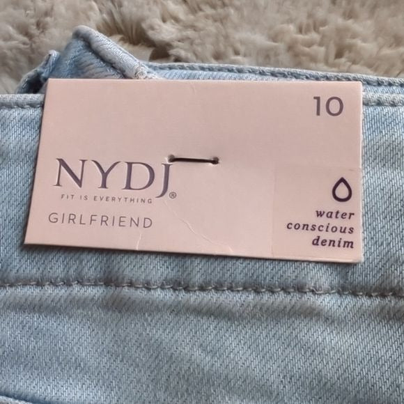 NYDJ Lighter Wash High Rise Girlfriend Fit Blue Jeans Size 10