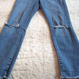 Good American Distressed High Rise Raw Hem Good Legs Crop Blue Jeans Size 27