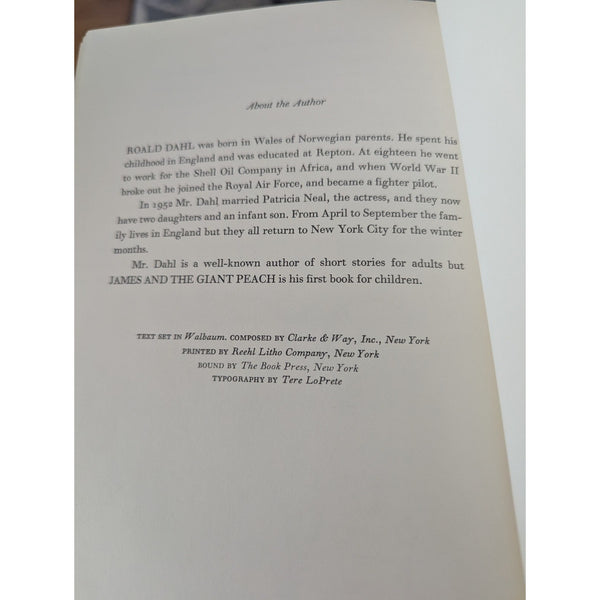 James and the Giant Peach by Roald Dahl 1961 First Edition 2nd Print HC DJ Vtg