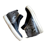 Steve Madden Shoes Womens Wedgie Sneaker Black Snakeskin Leather Zip Mid Size 9