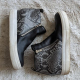 Steve Madden Shoes Womens Wedgie Sneaker Black Snakeskin Leather Zip Mid Size 9