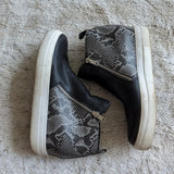 Steve Madden Shoes Womens Wedgie Sneaker Black Snakeskin Leather Zip Mid Size 9