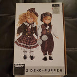 Tchibo 2 Deko Puppen German Made Handmade Porcelain DOLLS Boy Girl Vintage