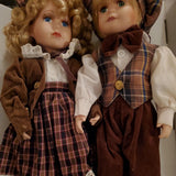 Tchibo 2 Deko Puppen German Made Handmade Porcelain DOLLS Boy Girl Vintage