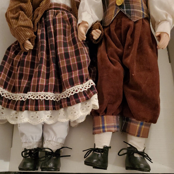 Tchibo 2 Deko Puppen German Made Handmade Porcelain DOLLS Boy Girl Vintage