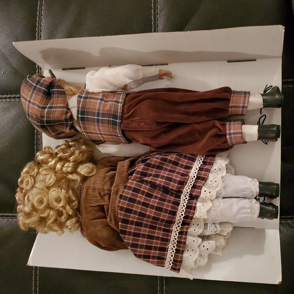 Tchibo 2 Deko Puppen German Made Handmade Porcelain DOLLS Boy Girl Vintage