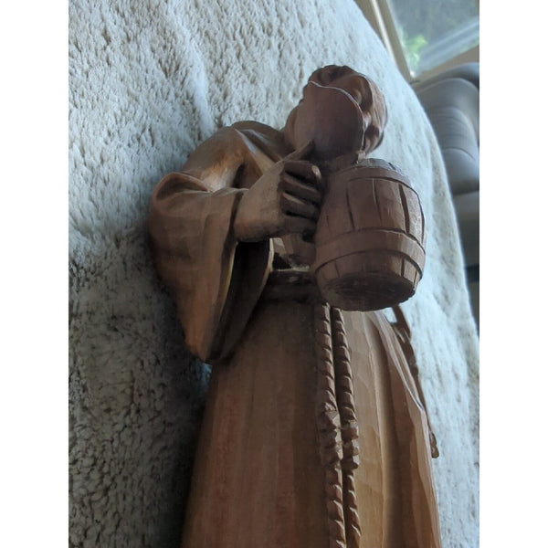 Vtg 16" WOOD HAND CARVED Beer DRINKING MONK FRIAR ABBOT FIGURE STATUE GERMANY