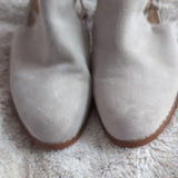 Joe's Jeans Light Grey Leather Lattice Heeled Rear Zipper Ankle Booties Size 8.5