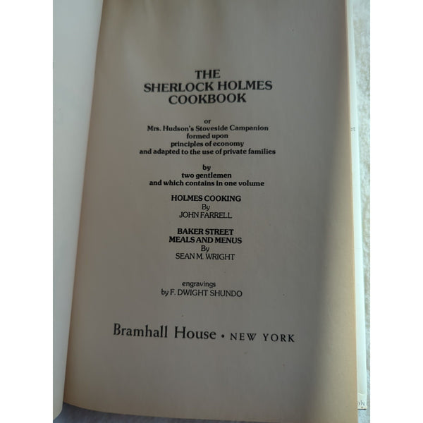 Vtg Sherlock Holmes Cookbook John Farrell Sean Wright 1976 Bramhall House HC DJ