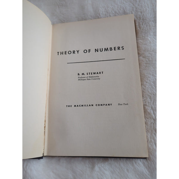 Theory Of Numbers B M Stewart HC Third Printing 1959 Vtg Macmillan Mathematics