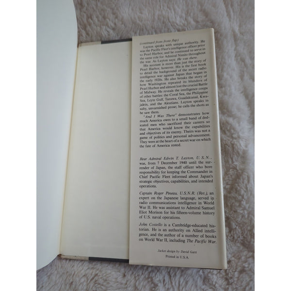 And I Was There Pearl Harbor and Midway Breaking the Secrets Edwin Layton HC DJ