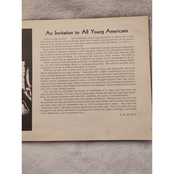 Americans All A Pageant of Great Americans Barbara K. Anthony 1941 HC Ex Lib