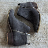 Lucky Brand Womens Basel Ankle Boots Booties Gray Leather Cuban Heel Zip Sz 8.5