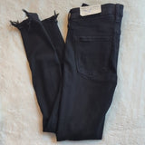 American Eagle Mid Rise Distressed Black Skinny Jeans Raw Hem Size 4 NWT