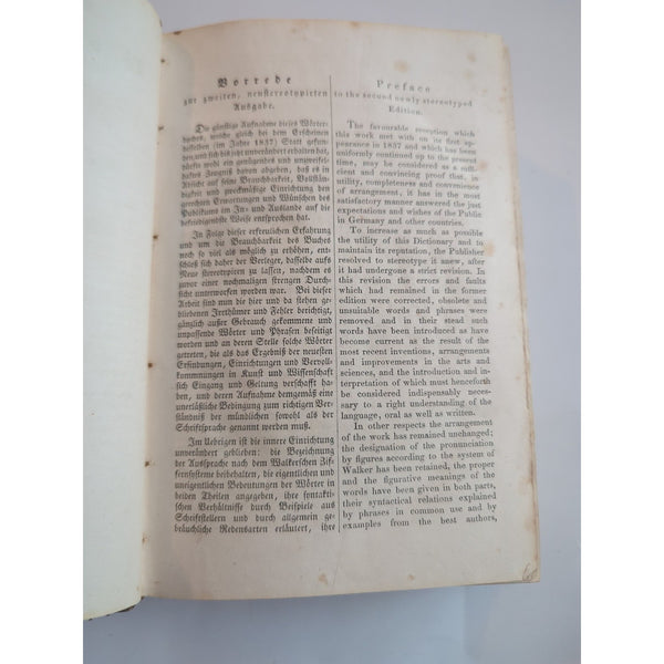 1849 HC A New and Complete Dictionary of the English and German Languages
