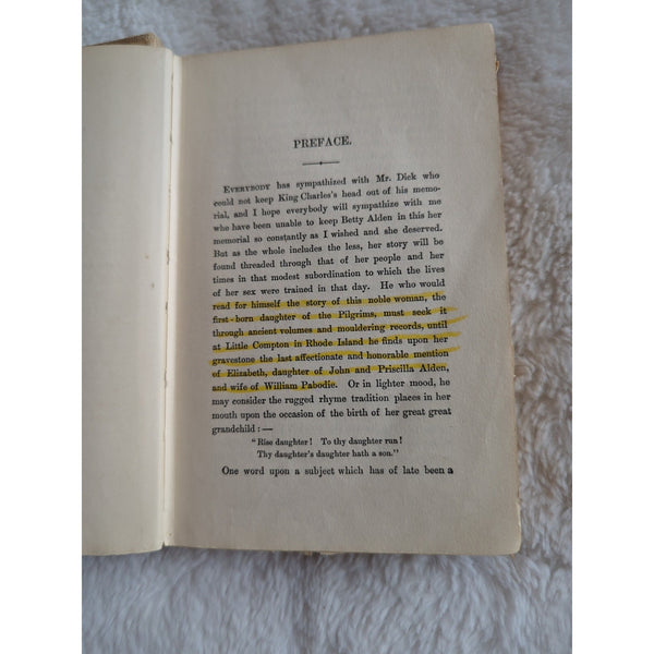 BETTY ALDEN Story Pilgrims 1891 HC Vtg 1ST EDITION 1st Printing BY JANE G AUSTIN