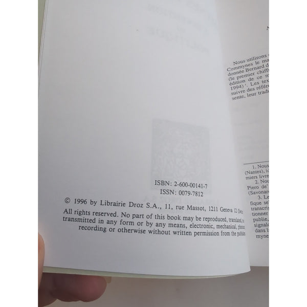 Joel Blanchard Commynes L'europeen L'invention Du Politique Droz SC 1996 Vtg