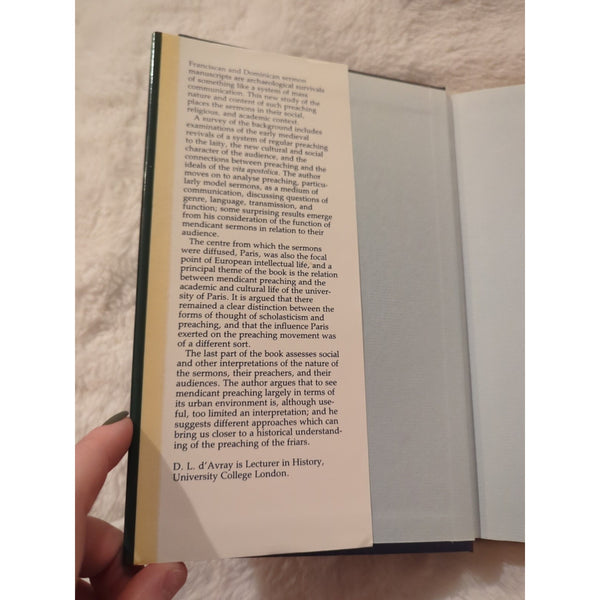 The Preaching of the Friars Sermons Diffused from Paris Before 1300 D'Avray HC