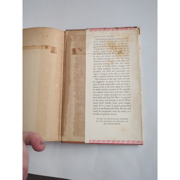 FOUNDATION STONE Alabama Novel LELLA WARREN Alfred A Knopf HC DJ 1940 1st Ed 3rd